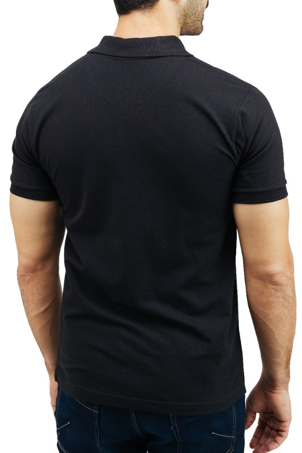 Playera Tipo Polo Negra Corte Slim Fit Con Bordado Para Caballero